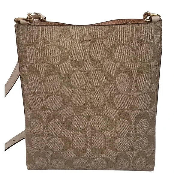 Coach Mollie Bucket Bag 22 Signature Canvas Khaki Chalk Crossbody CA582 - Picture 2 of 11